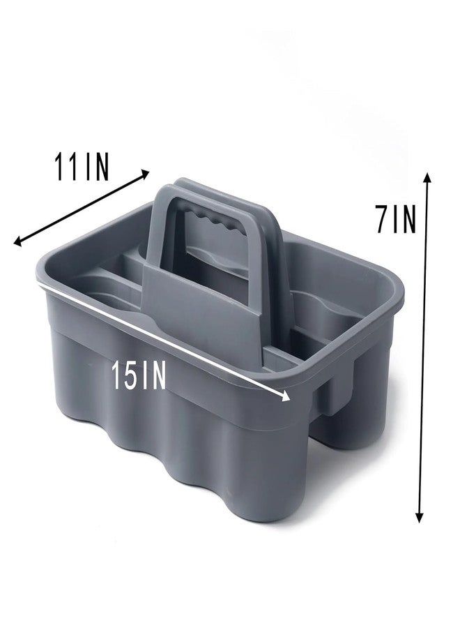 AMIGOS STORE™ 2-Compartment Industrial Caddy Basket - Durable Grey Utility Organizer with Handle for Cleaning Tools, Bathrooms, and Floors - Image 2